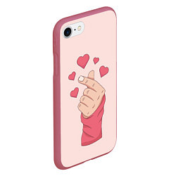 Чехол iPhone 7/8 матовый Жест Хани сердце из EXID, цвет: 3D-малиновый — фото 2