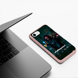 Чехол iPhone 7/8 матовый Johnny Cyberpunk2077, цвет: 3D-светло-розовый — фото 2