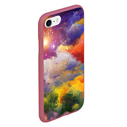 Чехол iPhone 7/8 матовый Красочный горный пейзаж Грузия Colorful mountain l, цвет: 3D-малиновый — фото 2