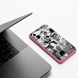 Чехол iPhone 7/8 матовый Дорохэдоро pattern, цвет: 3D-малиновый — фото 2