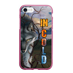 Чехол iPhone 7/8 матовый IN COLD wolf with logo, цвет: 3D-малиновый