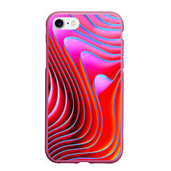 Чехол iPhone 7/8 матовый Разноцветные неоновые полосы Волна Multicolored ne, цвет: 3D-малиновый