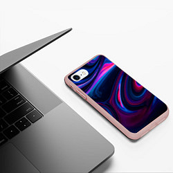 Чехол iPhone 7/8 матовый Неоновые разводы Neon streaks, цвет: 3D-светло-розовый — фото 2