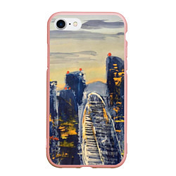 Чехол iPhone 7/8 матовый Индустриальный пейзаж Москва-сити, цвет: 3D-светло-розовый