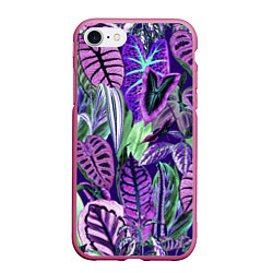 Чехол iPhone 7/8 матовый Цветы Яркие Тропики, цвет: 3D-малиновый