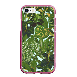 Чехол iPhone 7/8 матовый Зеленые Тропические Растения, цвет: 3D-малиновый