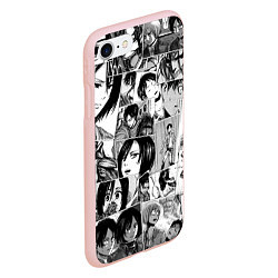 Чехол iPhone 7/8 матовый Атака титанов паттерн, цвет: 3D-светло-розовый — фото 2