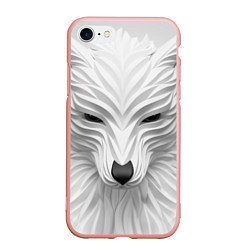 Чехол iPhone 7/8 матовый Волк - белый, цвет: 3D-светло-розовый