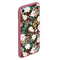 Чехол iPhone 7/8 матовый Цветы Розы Садовые, цвет: 3D-малиновый — фото 2
