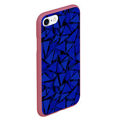 Чехол iPhone 7/8 матовый Синие треугольники-геометрический узор, цвет: 3D-малиновый — фото 2