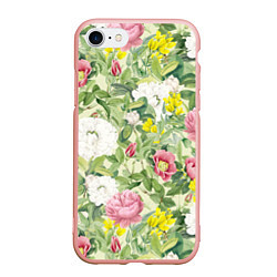 Чехол iPhone 7/8 матовый Цветы Белые и Розовые Пионы, цвет: 3D-светло-розовый