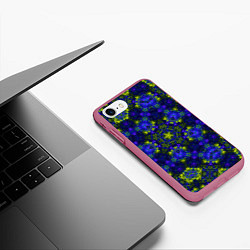 Чехол iPhone 7/8 матовый Абстрактный зелено-синий узор Звезда, цвет: 3D-малиновый — фото 2