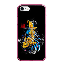 Чехол iPhone 7/8 матовый Китайская рыбка, цвет: 3D-малиновый
