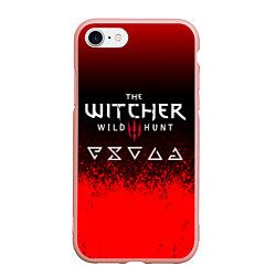 Чехол iPhone 7/8 матовый Witcher blood, цвет: 3D-светло-розовый