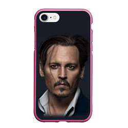 Чехол iPhone 7/8 матовый Джонни Депп Johnny Depp, цвет: 3D-малиновый