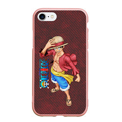 Чехол iPhone 7/8 матовый Луффи- One Piece или Большой куш, цвет: 3D-светло-розовый