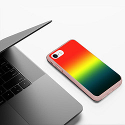 Чехол iPhone 7/8 матовый Радужный красно-желто-зеленый градиент, цвет: 3D-светло-розовый — фото 2