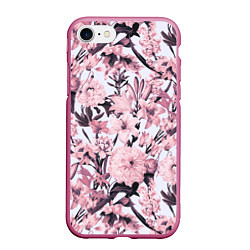 Чехол iPhone 7/8 матовый Цветы Розовые Пионы На Светлом Фоне, цвет: 3D-малиновый