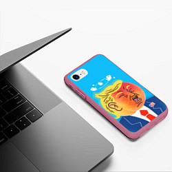 Чехол iPhone 7/8 матовый Дональд Трамп и Твиттер, цвет: 3D-малиновый — фото 2