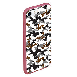 Чехол iPhone 7/8 матовый Камуфляж Чёрно-Белый Camouflage Black-White, цвет: 3D-малиновый — фото 2