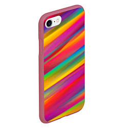 Чехол iPhone 7/8 матовый Красочный летний паттерн Цветные полосы, цвет: 3D-малиновый — фото 2