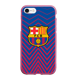 Чехол iPhone 7/8 матовый FC BARCELONA зигзаги, цвет: 3D-малиновый