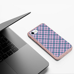 Чехол iPhone 7/8 матовый Розово-серый клетчатый узор в косую клетку, цвет: 3D-светло-розовый — фото 2