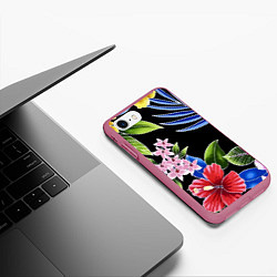 Чехол iPhone 7/8 матовый Floral vanguard composition Летняя ночь Fashion tr, цвет: 3D-малиновый — фото 2