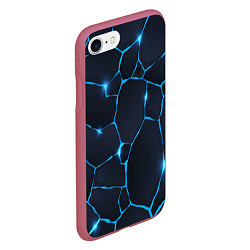 Чехол iPhone 7/8 матовый Синие разломы, цвет: 3D-малиновый — фото 2