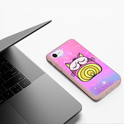 Чехол iPhone 7/8 матовый Абстрактный круглый котик, цвет: 3D-светло-розовый — фото 2