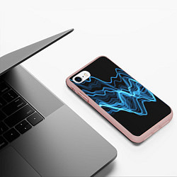 Чехол iPhone 7/8 матовый Синие волны-молнии, цвет: 3D-светло-розовый — фото 2