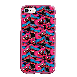 Чехол iPhone 7/8 матовый POPPY PLAYTIME HAGGY WAGGY AND KISSY MISSY ПАТТЕРН, цвет: 3D-малиновый