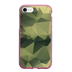 Чехол iPhone 7/8 матовый 3д полигоны - камуфляж, цвет: 3D-малиновый