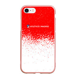 Чехол iPhone 7/8 матовый Атлетико белые брызги, цвет: 3D-светло-розовый