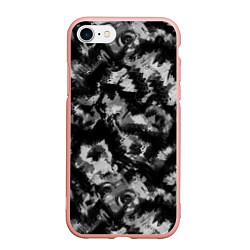 Чехол iPhone 7/8 матовый Черно-белый абстрактный камуфляж, цвет: 3D-светло-розовый