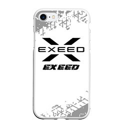 Чехол iPhone 7/8 матовый Exeed Speed на светлом фоне со следами шин, цвет: 3D-белый