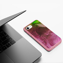 Чехол iPhone 7/8 матовый Неоновый дым - Розовый и зелёный, цвет: 3D-баблгам — фото 2