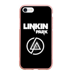 Чехол iPhone 7/8 матовый Linkin Park логотип и надпись, цвет: 3D-светло-розовый