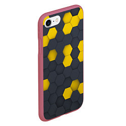 Чехол iPhone 7/8 матовый Разноцветные Соты Пчёл, цвет: 3D-малиновый — фото 2