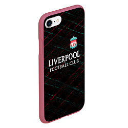 Чехол iPhone 7/8 матовый Liverpool ливерпуль чёрточки, цвет: 3D-малиновый — фото 2