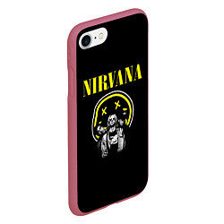 Чехол iPhone 7/8 матовый NIRVANA логотип и исполнители, цвет: 3D-малиновый — фото 2