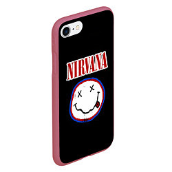 Чехол iPhone 7/8 матовый Nirvana гранж, цвет: 3D-малиновый — фото 2