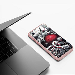 Чехол iPhone 7/8 матовый Межпланетная космическая станция Steampunk, цвет: 3D-светло-розовый — фото 2