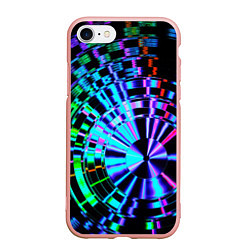 Чехол iPhone 7/8 матовый Неоновые дискообразные узоры - Синий, цвет: 3D-светло-розовый