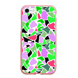 Чехол iPhone 7/8 матовый Abstract pattern green pink spots, цвет: 3D-баблгам