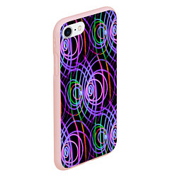 Чехол iPhone 7/8 матовый Неоновые круги и линии - Фиолетовый, цвет: 3D-светло-розовый — фото 2
