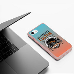 Чехол iPhone 7/8 матовый Кастомный мотоцикл, цвет: 3D-светло-розовый — фото 2