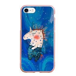 Чехол iPhone 7/8 матовый Конь в звездочках, цвет: 3D-светло-розовый