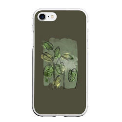 Чехол iPhone 7/8 матовый Нежные акварельные листья, цвет: 3D-белый