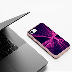 Чехол iPhone 7/8 матовый Неоновое множество лучей - Розовый, цвет: 3D-светло-розовый — фото 2